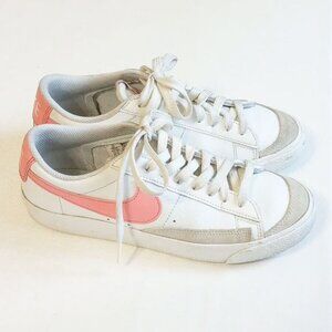 Nike Blazer Low 77 Leather Sneakers White Pink 7.5 6Y DA4074-112